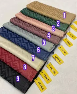 شال نخ ابریشم لمه دار طرح فندی