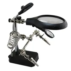 گیره مونتاژ ذره بین دار به همراه پایه هویه و شاخه LED مدل TE-800