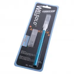 کاتر قلمی بدنه فلزی به همراه 3 تیغ یدک WELSOLO مدل WL-306