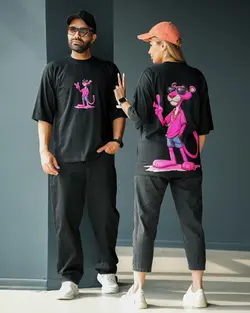 تیشرت ست زنانه و مردانه کاپل با نقش پلنگ صورتی - دالوک