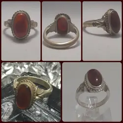 انگشتر عقیق یمانی رکاب قدیمی با قدمت 40 ساله مختص ظریف پسندان اصیل پوش(کد 8)