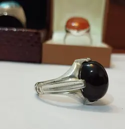 انگشتر عقیق جذع- جزع شفت العبد رکاب تماما دستساز قدیمی اصیل (کد 13)