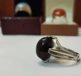 انگشتر عقیق جذع- جزع شفت العبد رکاب تماما دستساز قدیمی اصیل (کد 13)