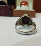 انگشتر عقیق جذع- جزع شفت العبد رکاب تماما دستساز قدیمی اصیل (کد 13)