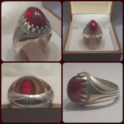 انگشتر یاقوت آلمانی رکاب دستساز گوترسه زنی منظم قدیمی و بدون ذره ای نقص(کد 10)