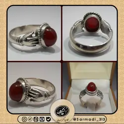 انگشتر عقیق کلوخه سرخ دست دلبری قدیمی بی تکرار(کد 15)