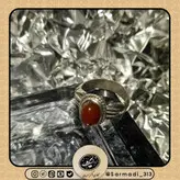 انگشتر عقیق کلوخه سرخ دست دلبری قدیمی بی تکرار(کد 15)