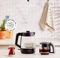 چاییساز برقی کاراجا مدل Glass Tea XL دسته خاکستری