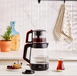 چاییساز برقی کاراجا مدل Glass Tea XL دسته قرمز