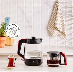 چاییساز برقی کاراجا مدل Glass Tea XL دسته قرمز