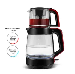 چاییساز برقی کاراجا مدل Glass Tea XL دسته قرمز