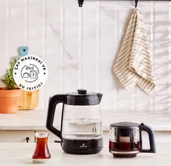 چاییساز برقی کاراجا مدل Glass Tea XL دسته آبی