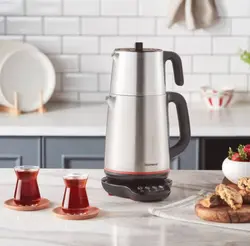 چاییساز برقی هومند مدل Royaltea استیل مشکی