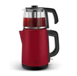 چاییساز برقی کاراجا مدل retro glass استیل زرشکی