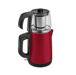 چاییساز برقی کاراجا مدل retro glass استیل زرشکی