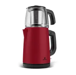 چاییساز برقی کاراجا مدل retro glass استیل زرشکی