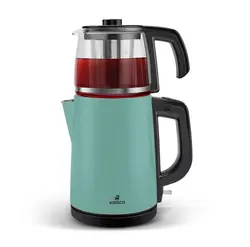 چاییساز برقی کاراجا مدل retro glass استیل سبز تیفانی