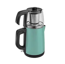 چاییساز برقی کاراجا مدل retro glass استیل سبز تیفانی