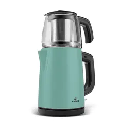 چاییساز برقی کاراجا مدل retro glass استیل سبز تیفانی