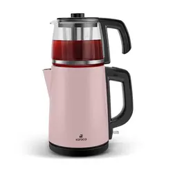 چاییساز برقی کاراجا مدل retro glass استیل صورتی