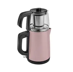 چاییساز برقی کاراجا مدل retro glass استیل صورتی