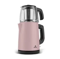 چاییساز برقی کاراجا مدل retro glass استیل صورتی