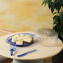 ست ظرف کیک خوری کاراجا رنگ آبی مدل Kapaklı Bal