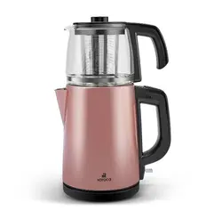 چاییساز برقی کاراجا مدل retro glass استیل رزگلد