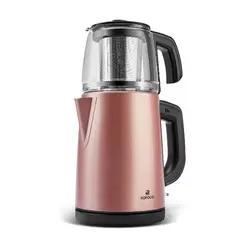 چاییساز برقی کاراجا مدل retro glass استیل رزگلد