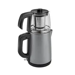 چاییساز برقی کاراجا مدل retro glass استیل خاکستری