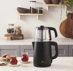 چاییساز برقی کاراجا مدل retro glass استیل مشکی