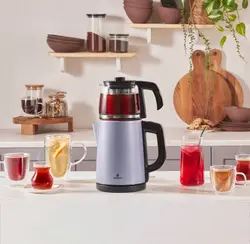 چاییساز برقی کاراجا مدل retro glass استیل آبی روشن