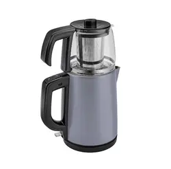 چاییساز برقی کاراجا مدل retro glass استیل آبی روشن