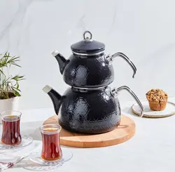 کتری قوری کاراجا مدل Kristal لعابی رنگ مشکی