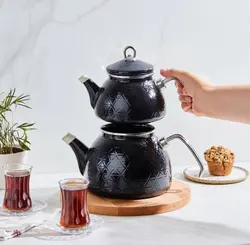 کتری قوری کاراجا مدل Kristal لعابی رنگ مشکی
