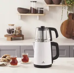 چاییساز برقی کاراجا مدل retro glass استیل سفید