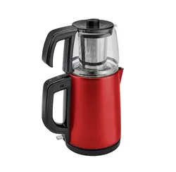 چاییساز برقی کاراجا مدل retro glass استیل قرمز