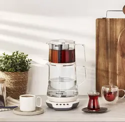 چاییساز برقی هومند مدل Royaltea 1746h سفید تمام شیشه ای