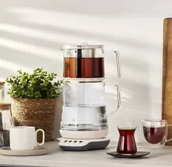 چاییساز برقی هومند مدل Royaltea 1746h سفید تمام شیشه ای