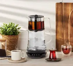 چاییساز برقی هومند مدل Royaltea 1746h خاکستری تمام شیشه ای
