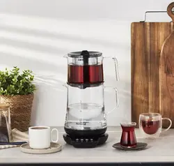 چاییساز برقی هومند مدل Royaltea 1746h مشکی تمام شیشه ای