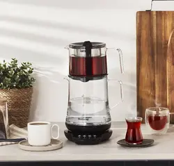 چاییساز برقی هومند مدل Royaltea 1746h مشکی تمام شیشه ای