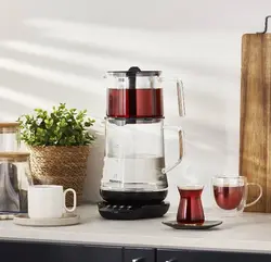 چاییساز برقی هومند مدل Royaltea 1746h مشکی تمام شیشه ای