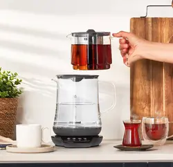 چاییساز برقی هومند مدل Royaltea 1746h مشکی تمام شیشه ای