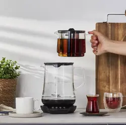 چاییساز برقی هومند مدل Royaltea 1746h مشکی تمام شیشه ای