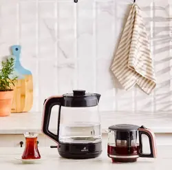 چاییساز برقی کاراجا مدل Glass Tea XL دسته رزگلد