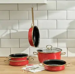 ست تابه و ماهیتابه امسان مدل Retro قرمز