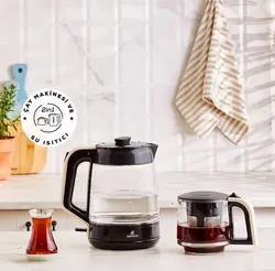 چاییساز برقی کاراجا مدل Glass Tea XL دسته کرم