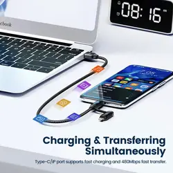 کابل مبدل فست شارژ USB به USB-C و لایتنینگ توکی Toocki مدل TQ-X03