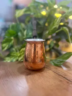 قهوه جوش مسی چکش کاری دسته چوبی